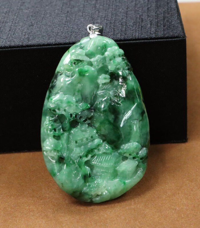 【ATTHIS】天然花青翡翠山水牌 A貨 69x42x9mm