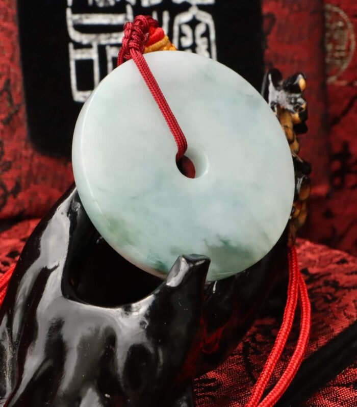 天然翡翠平安扣吊墜 51×6.3mm 緬甸玉A貨 帶飄花